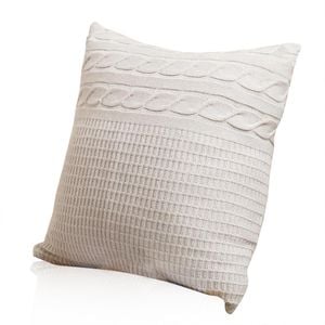 CottonMore 100% Cotton Knitted Cushion Cover 45x45cm Beige