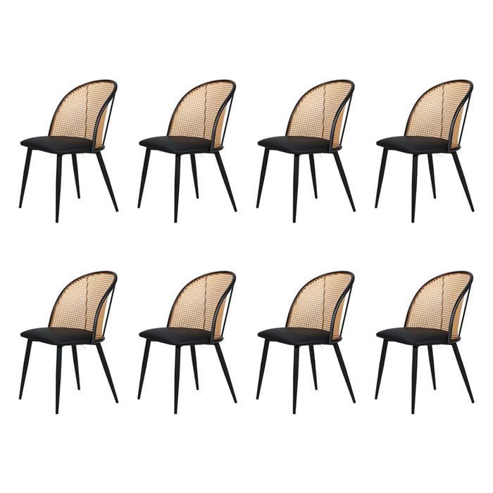 Familand Dining Chairs Set of 8 Padded Seat Kitchen Living Room Chair Leather in Black