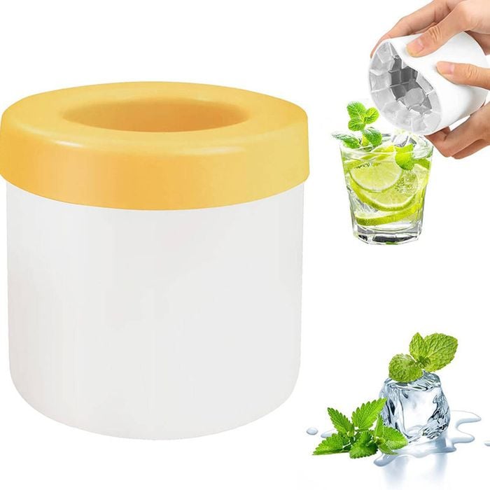 Catzon Silicone Ice Cube Mold Easy Release Ice Cup for Freezer Whiskey-Yellow