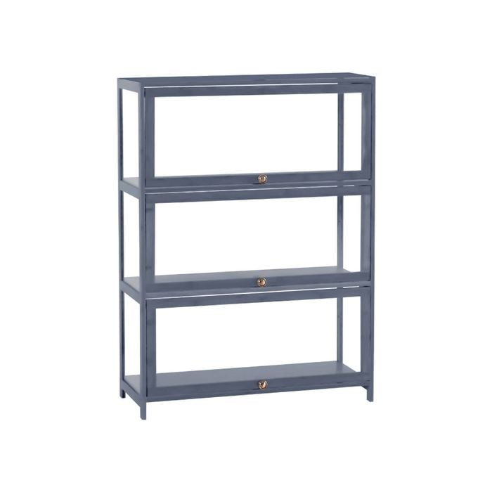 Zuni 3-tier Display Cabinet Storage Flip-top Shelves Bookcase Stand Rack Grey