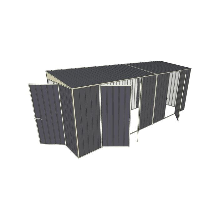 Build-a-Shed 1.5 x 5.2 x 2m Double and Single Hinged Side Door Skillion Shed - Grey