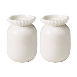 2pk Ecology Ritual Rippled Porcelain Water Pitcher/jug Frost Off White 180ml