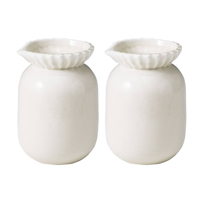 2pk Ecology Ritual Rippled Porcelain Water Pitcher/jug Frost Off White 180ml