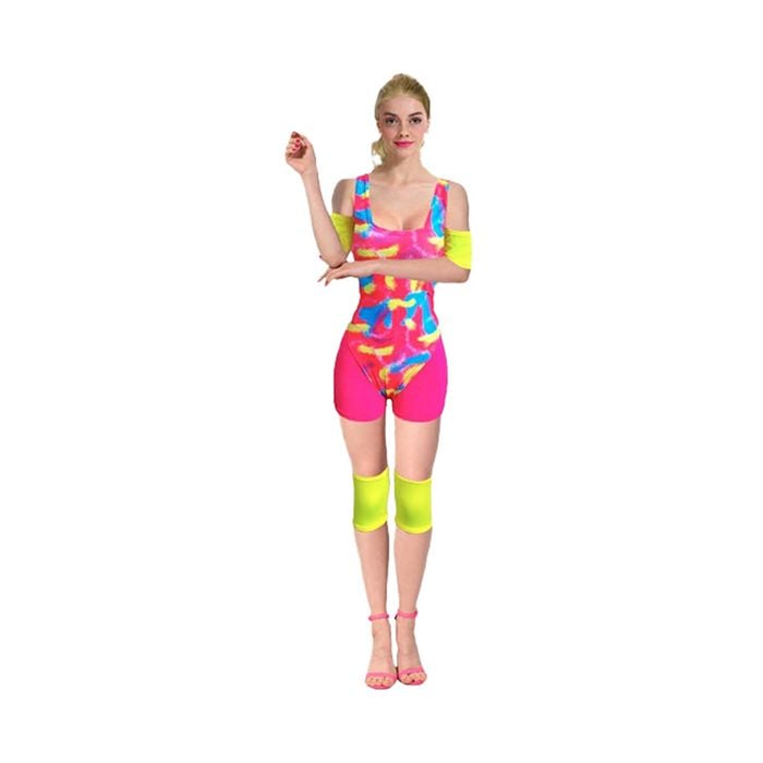 More Than Party Adult 80s Workout Costume Colourful Retro Design M/L