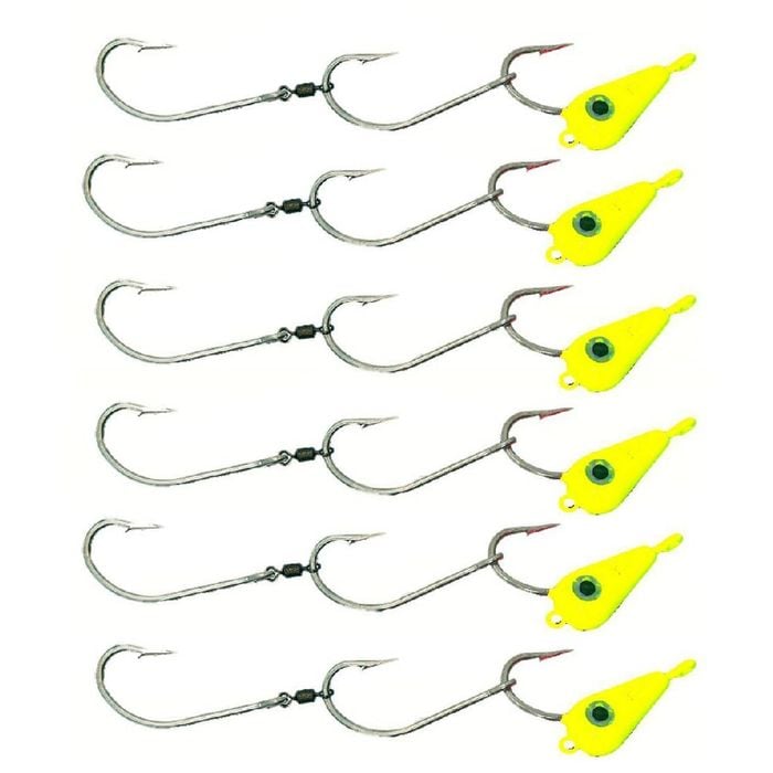 6x 60g TT Lures Bait Trolling Size 8/0 Tarpon Hooks Mackeral Rig - Chartreuse