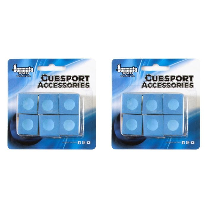 2x 6pc Pioneer Cue Chalk Accessory For Billiards/Pool - Blue