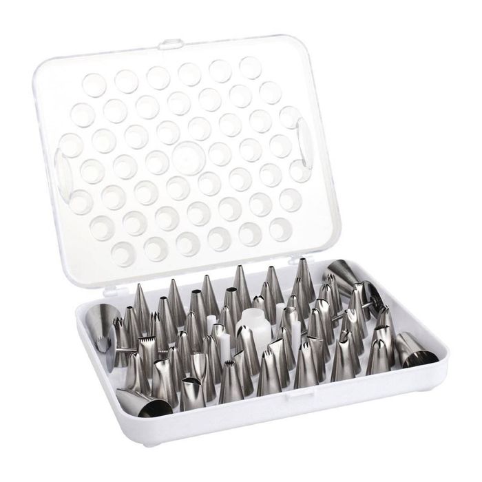 Vogue Cake Decorating Tube Set Stainless Steel 52 Assorted Piping Nozzles 12x30mm Professional Baking Kit
