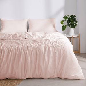 Dreamaker Superfine Washed Microfibre Quilt Cover Set Blush Pink Double Bed