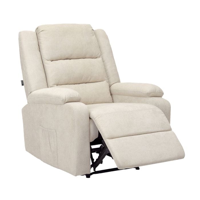 Oikiture Recliner Chair With Side Pocket Polyester Beige