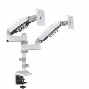 P&P White Adjustable Monitor Arm For Desk Mounting With Full Motion Support