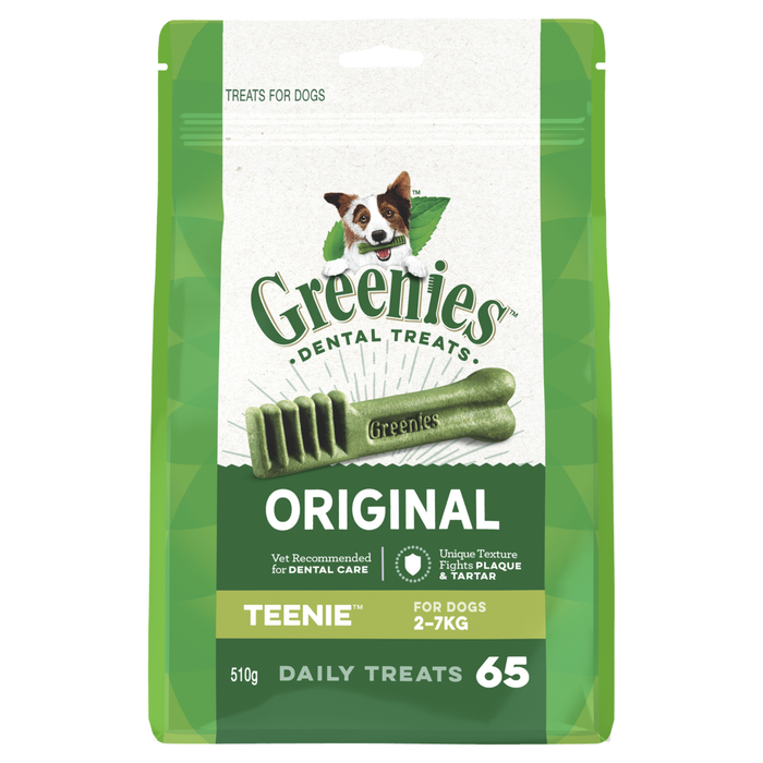 Greenies Original Dental Dog Treats For Teenie Dogs (2-7kg) - 510g 65 Treats