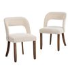 Oikiture 2x Dining Chairs Chenille Upholstery Chair Rubberwood Legs Beige