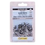 Otter Woodland Grey® 3.2 x 0.8-4.8mm Multi-Grip Open Aluminium Blind Rivet - 100 Pack