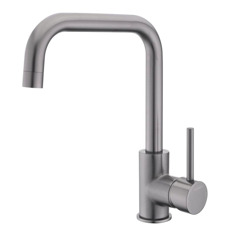 Mondella Gun Metal Resonance Gooseneck Square Pin Sink Mixer - Suitable For Unequal / Mains Pressure