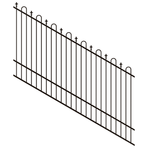 ProtectorAl 1201 - 2400 x 1500mm Black Satin Raked 16-30º Loop And Spear Top Pool Fence Panel - Black