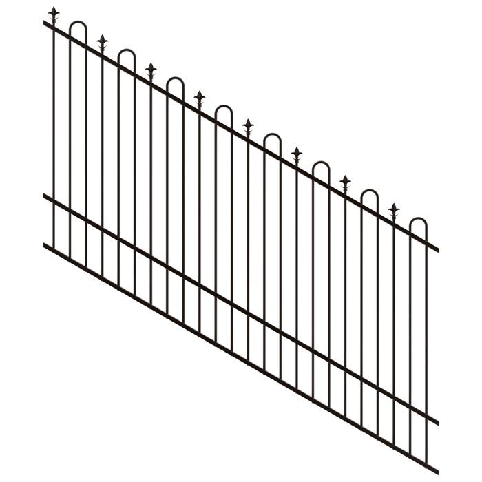 ProtectorAl 1201 - 2400 x 1500mm Black Satin Raked 16-30º Loop And Spear Top Pool Fence Panel - Black