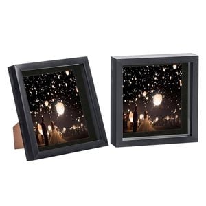 Nicola Spring 2 Piece 8 X 8 3d Shadow Box Photo Frame Set - Craft Display Picture Frame With 6 X 6 Mount - Black