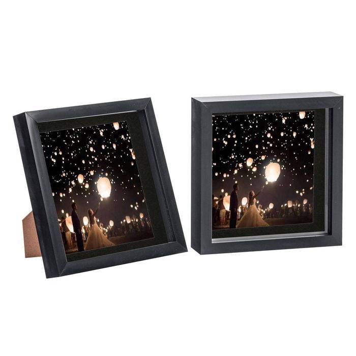 Nicola Spring 2 Piece 8 X 8 3d Shadow Box Photo Frame Set - Craft Display Picture Frame With 6 X 6 Mount - Black