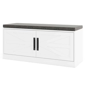 Costway Shoe Cabinet Shoes Storage Bench w/Barn Doors White