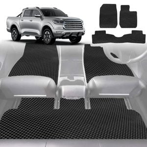 6D Diamond Car Floor Mats for GWM Haval Great Wall Cannon Ute 2019-Current-Full Set-Black-Outback GT