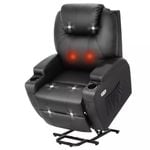 Advwin Electric Lift Recliner Chair Massage Chair Lounge Heat Sofa Armchair Leather Black
