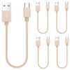iWill 5 Pack 20cm Short Data Transfer Charger Charging USB Type C Phone Tablet Cable Cord Braided Gold Nylon Bulk
