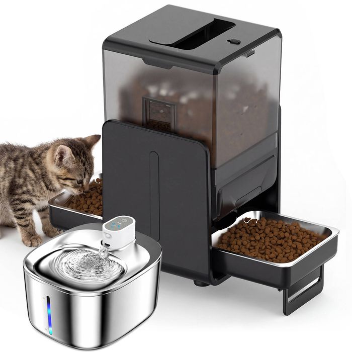 Advwin 5L Automatic Pet Feeder with 4L Wireless Pet Water Fountain Set