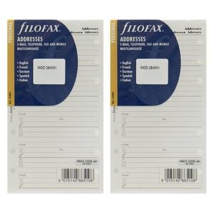 2x 20pc Filofax Address Name/number Refill Multilanguage Office Stationery