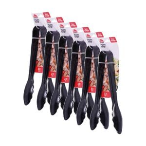 6PK Culinary Kitchen Plastic Tongs Cooking Utensil 23cm Black