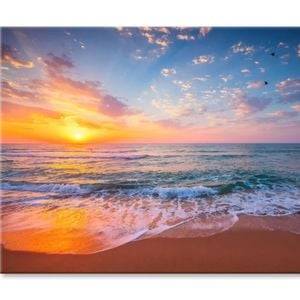 Tropical Color Island Beach Sunrise  Print 100% Australian Made 120 x 90cm  (Stretched)