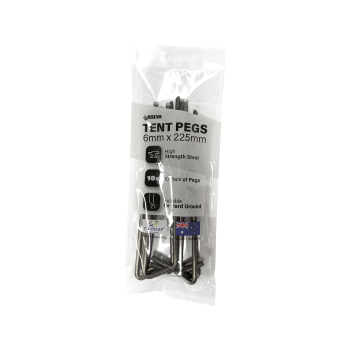 Rhino 6 x 225mm Tent Peg - 10 Pack