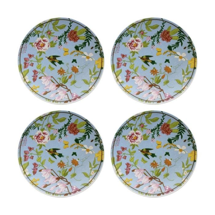 4pk Lvd Botanical Bird Ceramic Kitchen Trinket Tray Gift Dish 10cm
