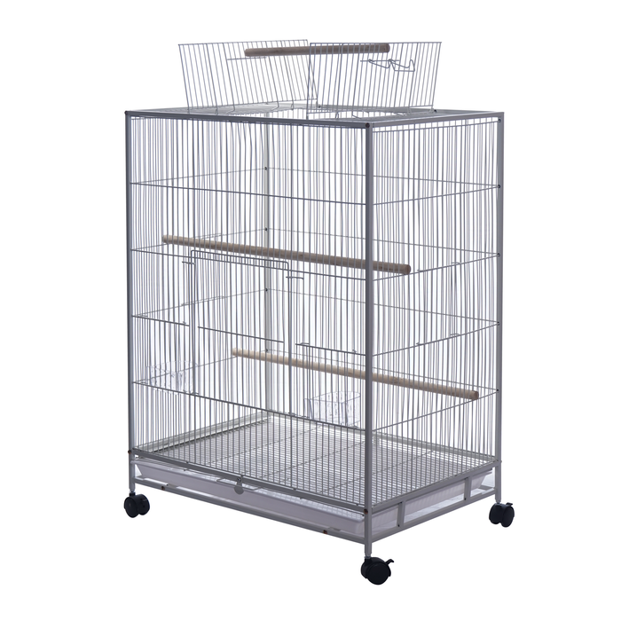 Yes4pets 98cm White Bird Cage Parrot Aviary Pet Stand-alone Budgie Perch Castor Wheels