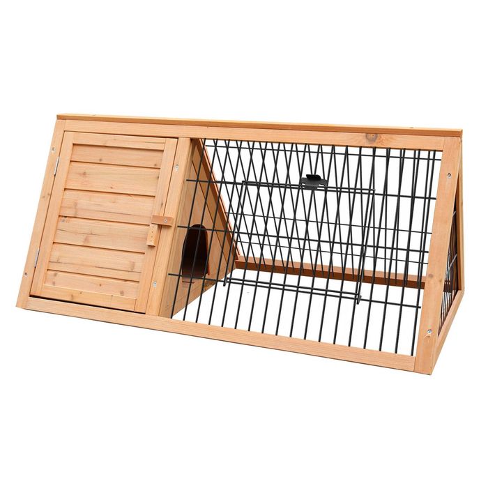 Furtastic Triangle Wooden Rabbit Hutch Outdoor A-Frame Bunny Cage Small Animal Enclosure Fir Wood Pet House