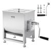 VEVOR Manual Meat Mixer Silver 60L Stainless Steel with Lid Handle Gear Reducer Ground Beef