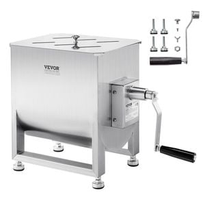 VEVOR Manual Meat Mixer Silver 60L Stainless Steel with Lid Handle Gear Reducer Ground Beef