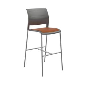 Olg Game Bar Stool Chrome Legs Charcoal Shell Bright Orange Upholstered Seat Only