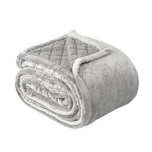 Bianca Mansfield Sherpa Blanket 480gsm Home Bedding Aluminium Queen/King Bed