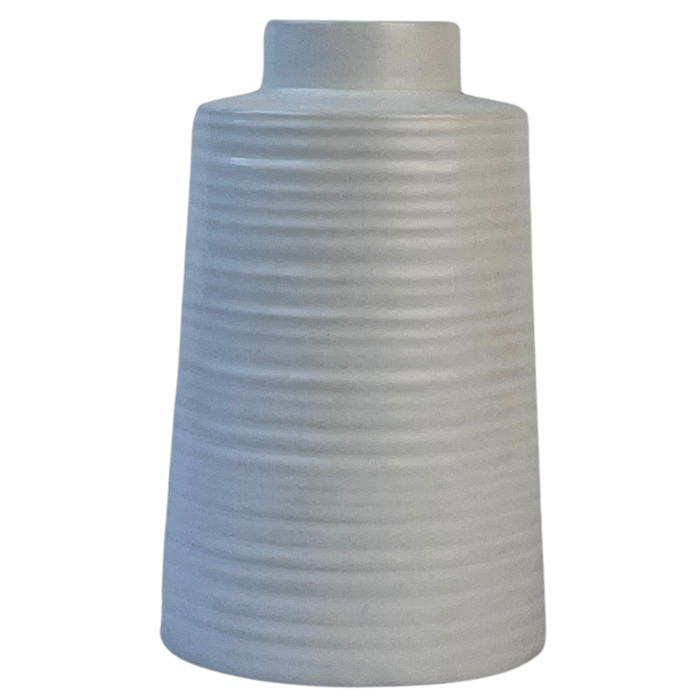 17cm White Textured Stripe Ceramic Vase