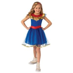 Captain Marvel Tutu Dress Halloween Costume Child Official Marvel Deluxe Dress with Headband, 4-6 Years