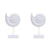 2PK LVD MDF Shell On Stand Sculpture Home Decor 21x36cm White