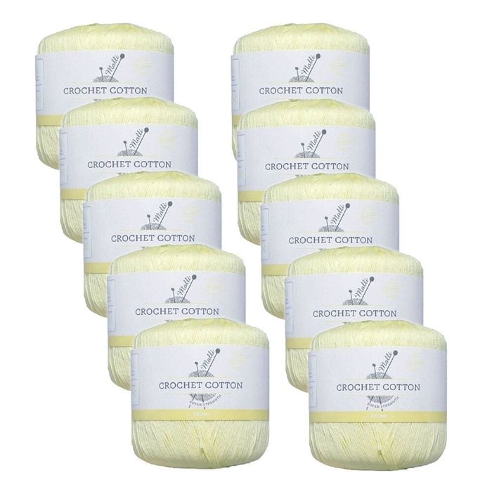 10pk Malli Super Strength 100% Cotton Crochet Knitting Yarn 3ply 50g Yellow