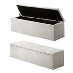 Oikiture 140cm Velvet Storage Ottoman Blanket Box Footstool Chest Beige