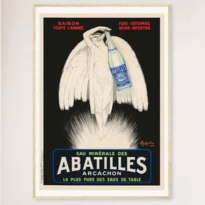 Galrie Vintage Abatilles Arcachon Mineral Water Poster by Leonetto Cappiello Artwork, Wood Frame, A1 60 x 84cm (23 x 33inch)