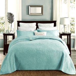 100% Cotton Coverlet Set Damask Turquoise Queen 230 x 250 cm