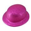 GLITTER BOWLER HAT Fancy Party Plastic Costume Cap Fun Dress Up Sparkle - Hot Pink - Hot Pink | Glitter Bowler Hat