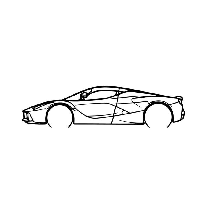 Ignite Laser Ferrari 2016 La Ferrari Silhouette Metal Wall Art Coated Black 15.7inch/40cm