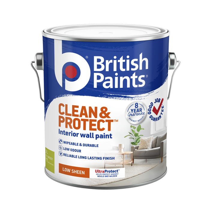 British Paints Mid Low Sheen Clean And Protect Interior Paint - 2L