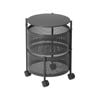 SOGA 2 Tier Steel Round Rotating Cart with Wheels