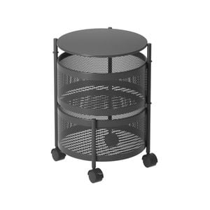 SOGA 2 Tier Steel Round Rotating Cart with Wheels
